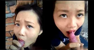 Gấu liếm dương vật ở vườn sau nhà
